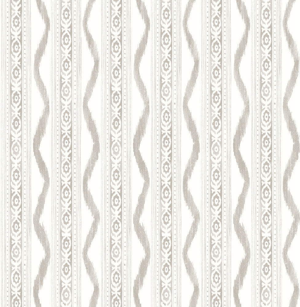 Rhys Stone IKAT Stripe Wallpaper by A-Street Prints Erin Gates Covers about 56.4 square feet 20.5-in by 33-ft long roll Unpasted 21 - Fabric Carolina -