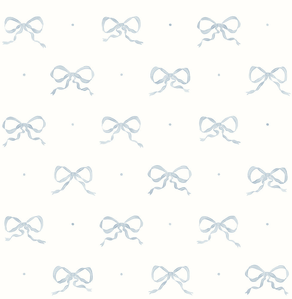 Emma Blue Heather Large Bow Wallpaper by A-Street Prints Erin Gates Covers about 56.4 square feet 20.5-in by 33-ft long roll Unpasted 21 - Fabric Carolina -