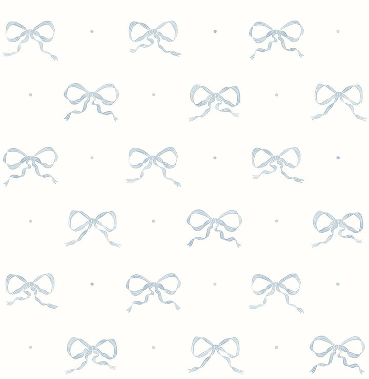 Emma Blue Heather Large Bow Wallpaper by A-Street Prints Erin Gates Covers about 56.4 square feet 20.5-in by 33-ft long roll Unpasted 21 - Fabric Carolina -
