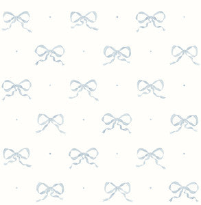 Emma Blue Heather Large Bow Wallpaper by A-Street Prints