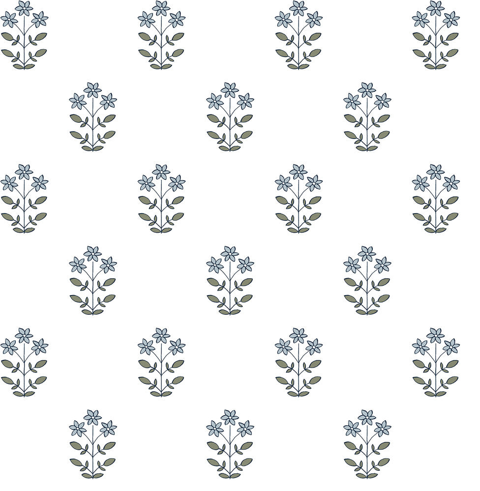 Kit Blue Heather Floral Wallpaper by A-Street Prints Erin Gates Covers about 56.4 square feet 20.5-in by 33-ft long roll Unpasted 21 - Fabric Carolina -