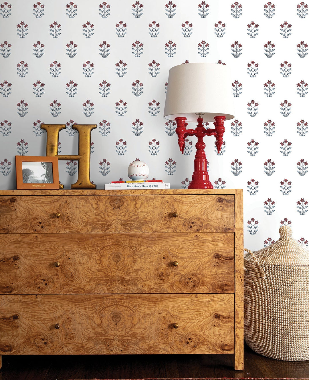 Kit Red Floral Wallpaper by A-Street Prints Designer