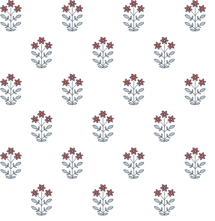 Kit Red Floral Wallpaper by A-Street Prints Erin Gates Covers about 56.4 square feet 20.5-in by 33-ft long roll Unpasted 21 - Fabric Carolina -