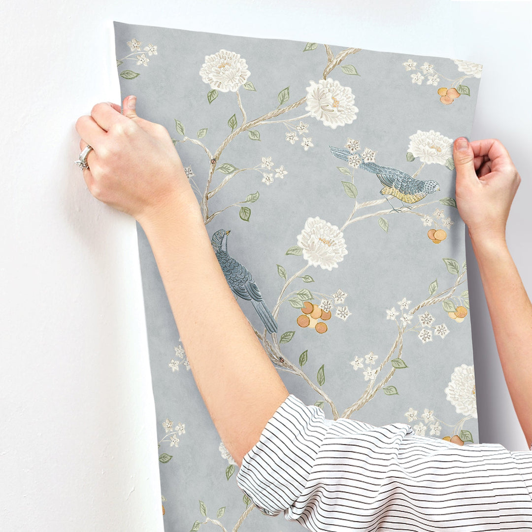 Wellesley Blue Heather Chinoiserie Wallpaper by A-Street Prints Designer