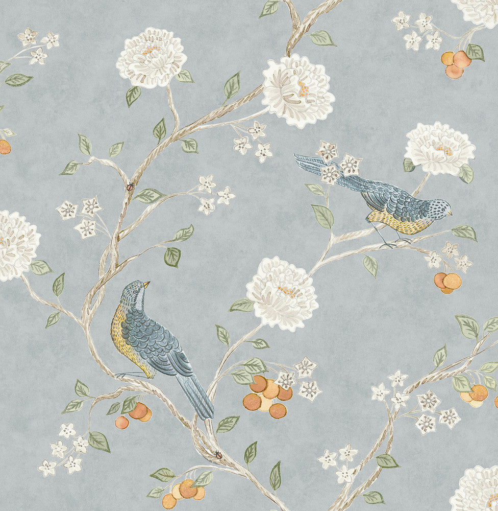 Wellesley Blue Heather Chinoiserie Wallpaper by A-Street Prints Erin Gates Covers about 56.4 square feet 20.5-in by 33-ft long roll Unpasted 21 - Fabric Carolina -