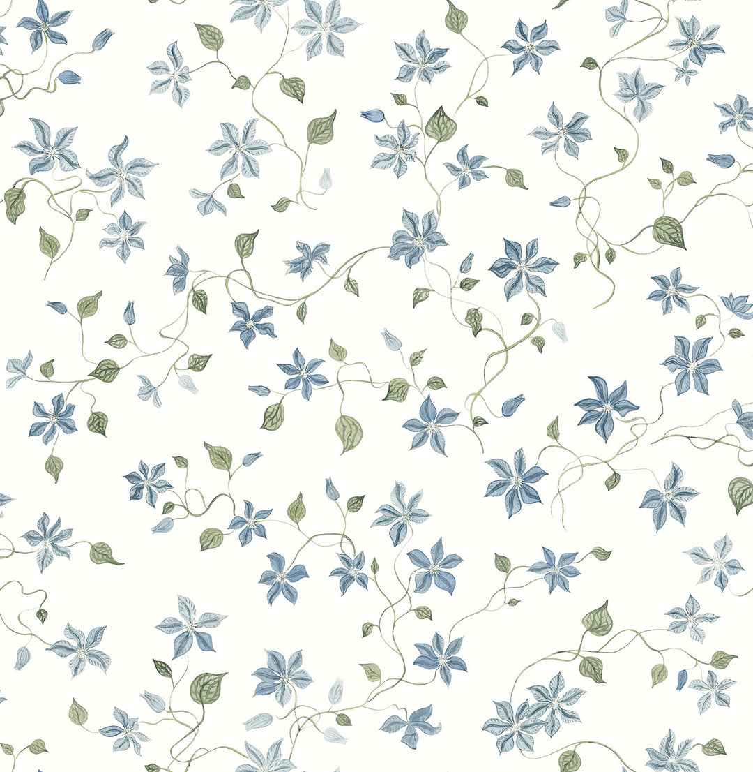 Betsy Blue Heather Floral Trail Wallpaper by A-Street Prints Designer