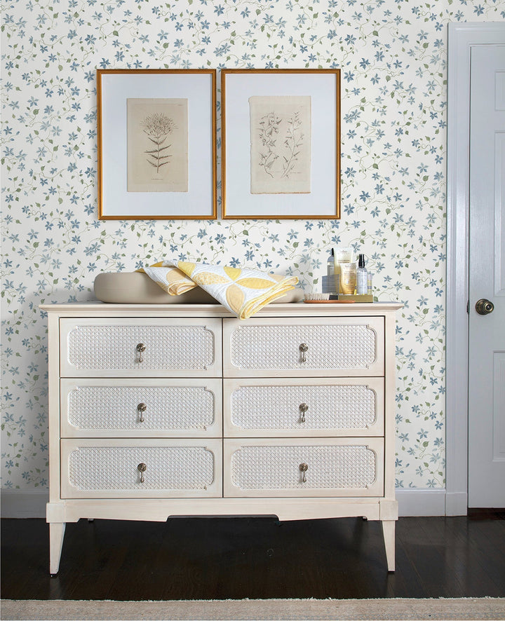 Betsy Blue Heather Floral Trail Wallpaper by A-Street Prints Designer