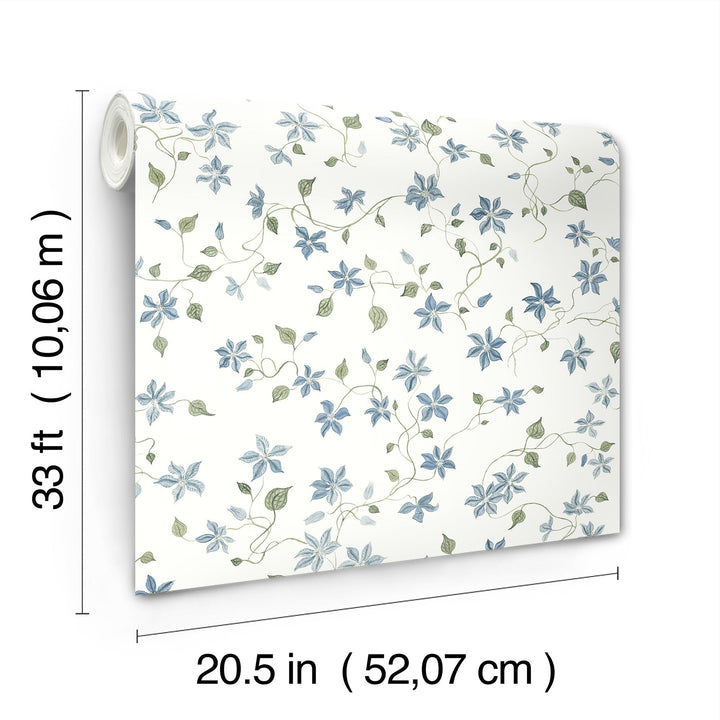 Betsy Blue Heather Floral Trail Wallpaper by A-Street Prints Designer