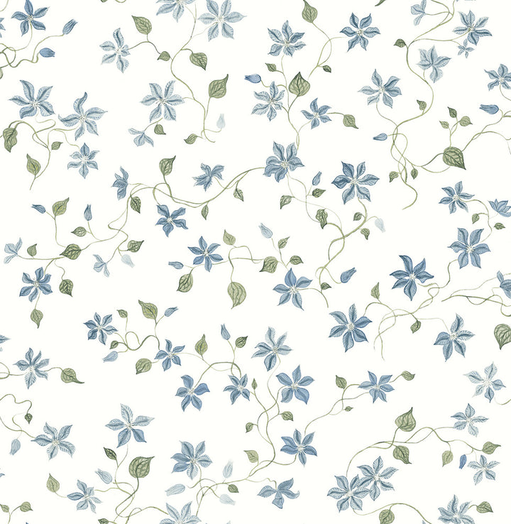 Betsy Blue Heather Floral Trail Wallpaper by A-Street Prints Erin Gates Covers about 56.4 square feet 20.5-in by 33-ft long roll Unpasted 21 - Fabric Carolina -