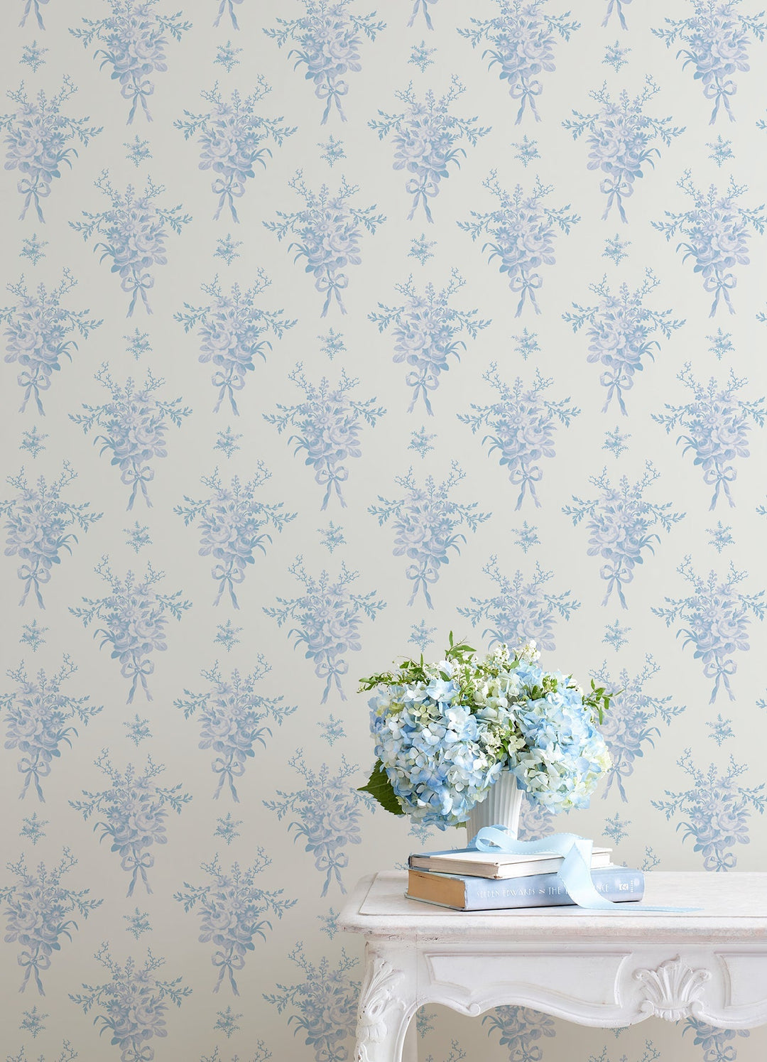 Rosie Arrangements Icey Winters Bouquet Toss Wallpaper by A-Street Prints Designer