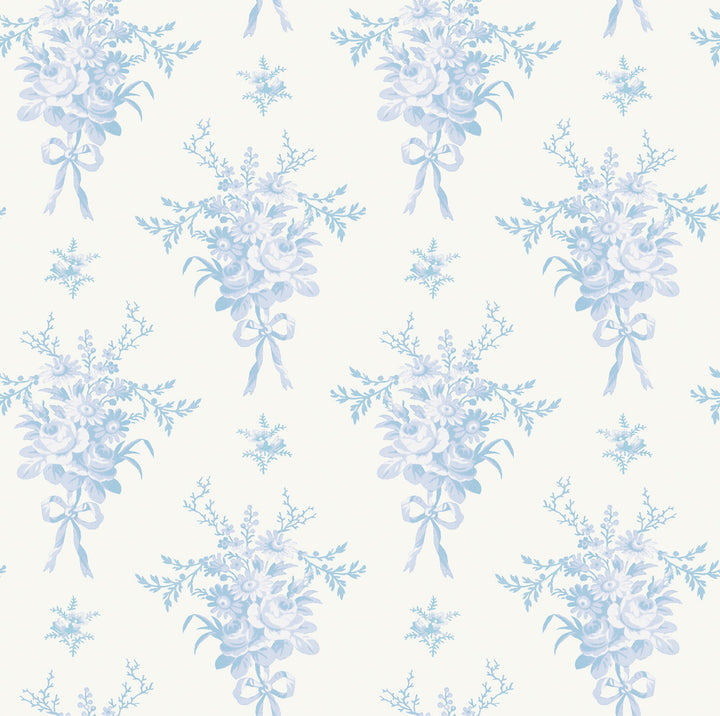 Rosie Arrangements Icey Winters Bouquet Toss Wallpaper by A-Street Prints LoveShackFancy Covers about 56.4 square feet 20.5-in by 33-ft long roll Unpasted 10.4 - Fabric Carolina -