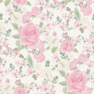 Sunset Harbor Rose Vida Rosa Roses & White Flowers Wallpaper by A-Street Prints