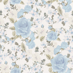 Sunset Harbor Rose Bella Lina Blue Roses & White Flowers Wallpaper by A-Street Prints