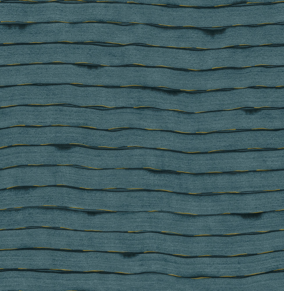 Naia Blue Horizontal Wavy Lines Wallpaper by A-Street Prints Sarah + Ruby Covers about 56.4 square feet 20.5-in by 33-ft long roll Unpasted 21 - Fabric Carolina -