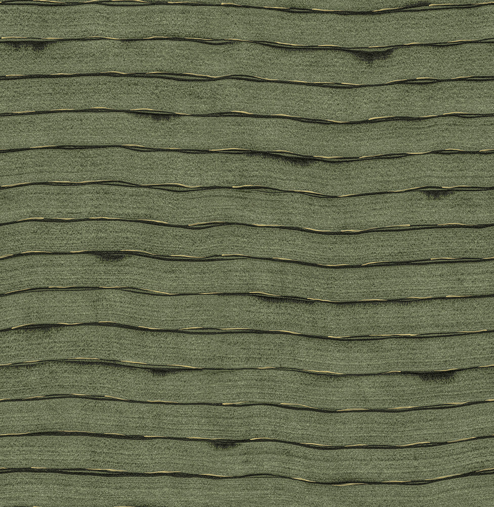 Naia Green Horizontal Wavy Lines Wallpaper by A-Street Prints Sarah + Ruby Covers about 56.4 square feet 20.5-in by 33-ft long roll Unpasted 21 - Fabric Carolina -