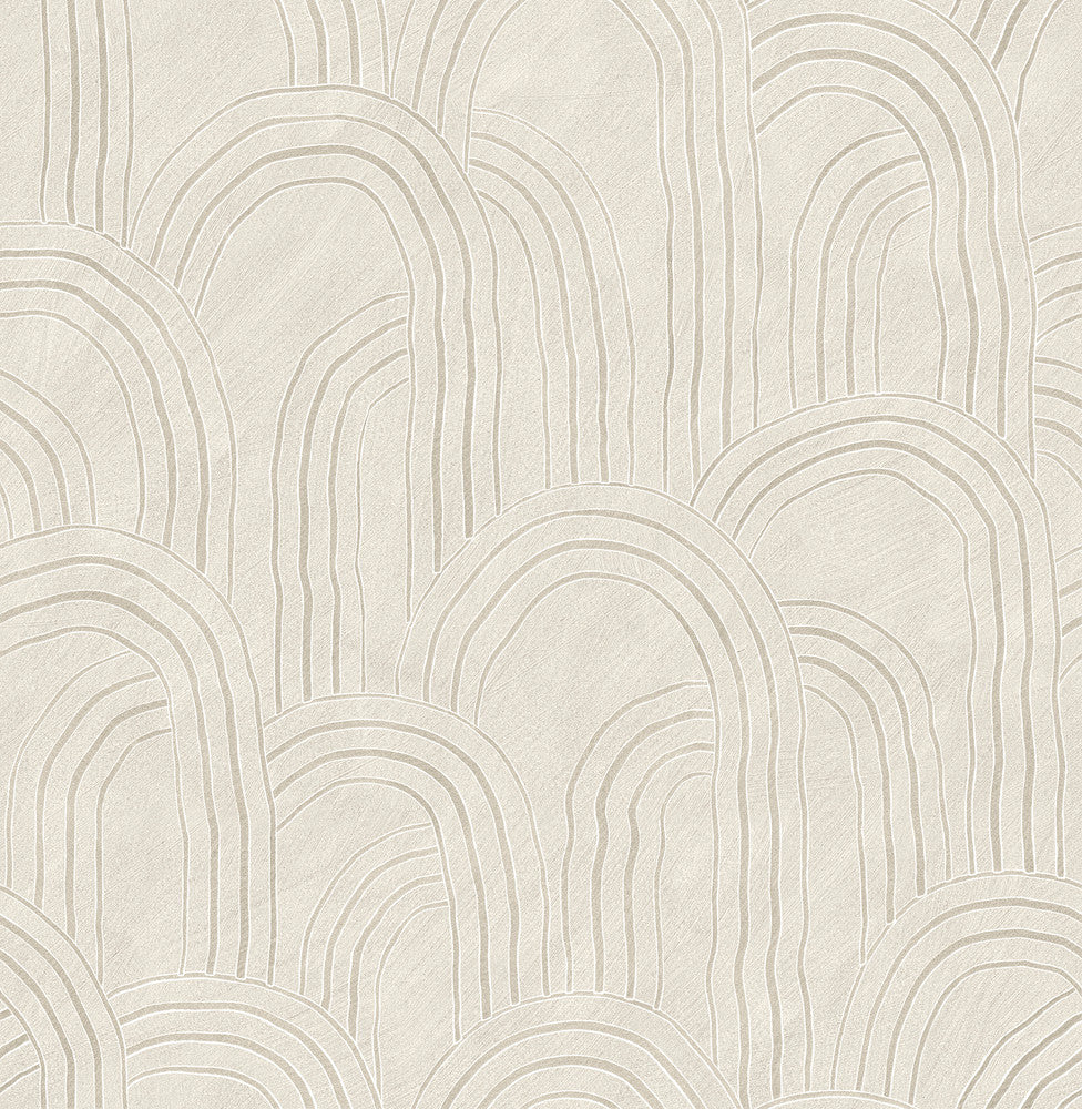 Cabo Cream Rippled Arches Wallpaper by A-Street Prints Sarah + Ruby Covers about 56.4 square feet 20.5-in by 33-ft long roll Unpasted 21 - Fabric Carolina -