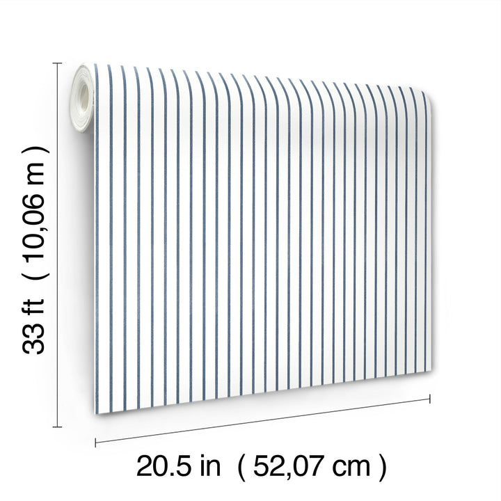 Oliver Navy Simple Stripe Wallpaper by A-Street Prints Designer