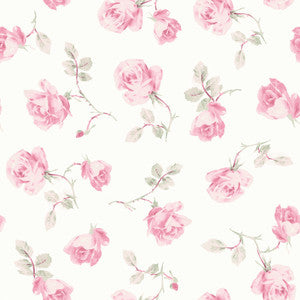 Ribbon Rosa Chateau Rose Loose Roses Wallpaper by A-Street Prints