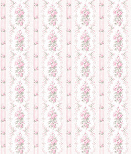 Dreamy Days Pink Parfait Stripe & Floral Wallpaper by A-Street Prints
