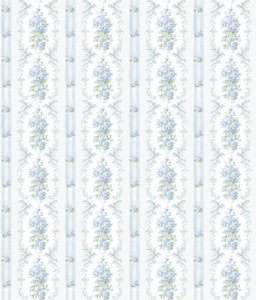 Dreamy Days Sweet Blue Stripe & Floral Wallpaper by A-Street Prints