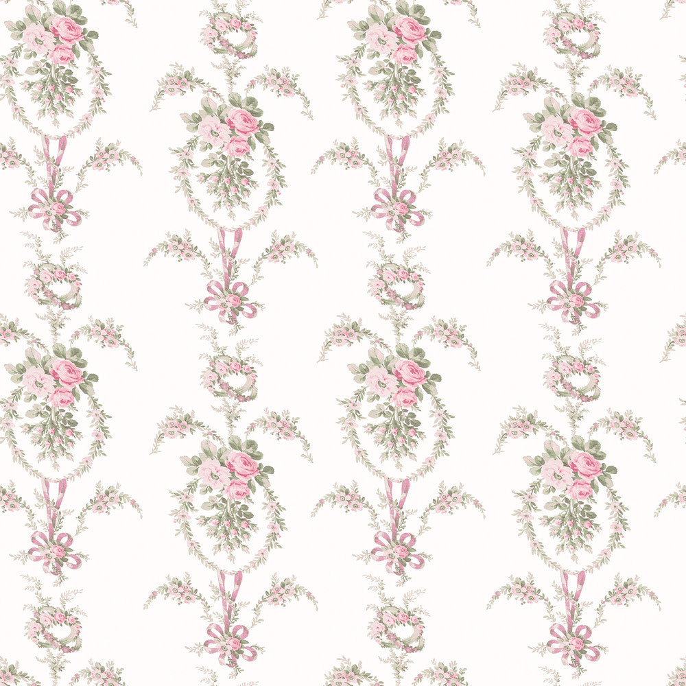 Rose Cheeks Party Pink Floral Cluster Wallpaper by A-Street Prints LoveShackFancy Covers about 56.4 square feet 20.5-in by 33-ft long roll Unpasted 20.5 - Fabric Carolina -