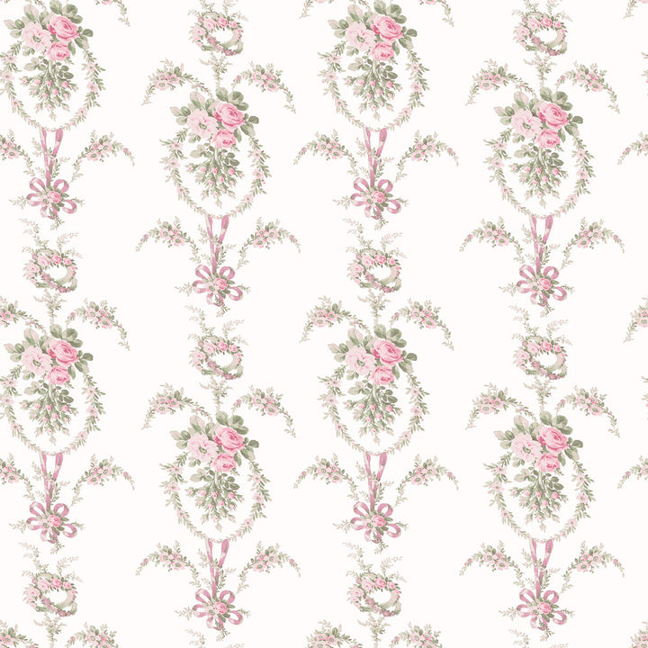 Rose Cheeks Party Pink Floral Cluster Wallpaper by A-Street Prints LoveShackFancy Covers about 56.4 square feet 20.5-in by 33-ft long roll Unpasted 20.5 - Fabric Carolina -