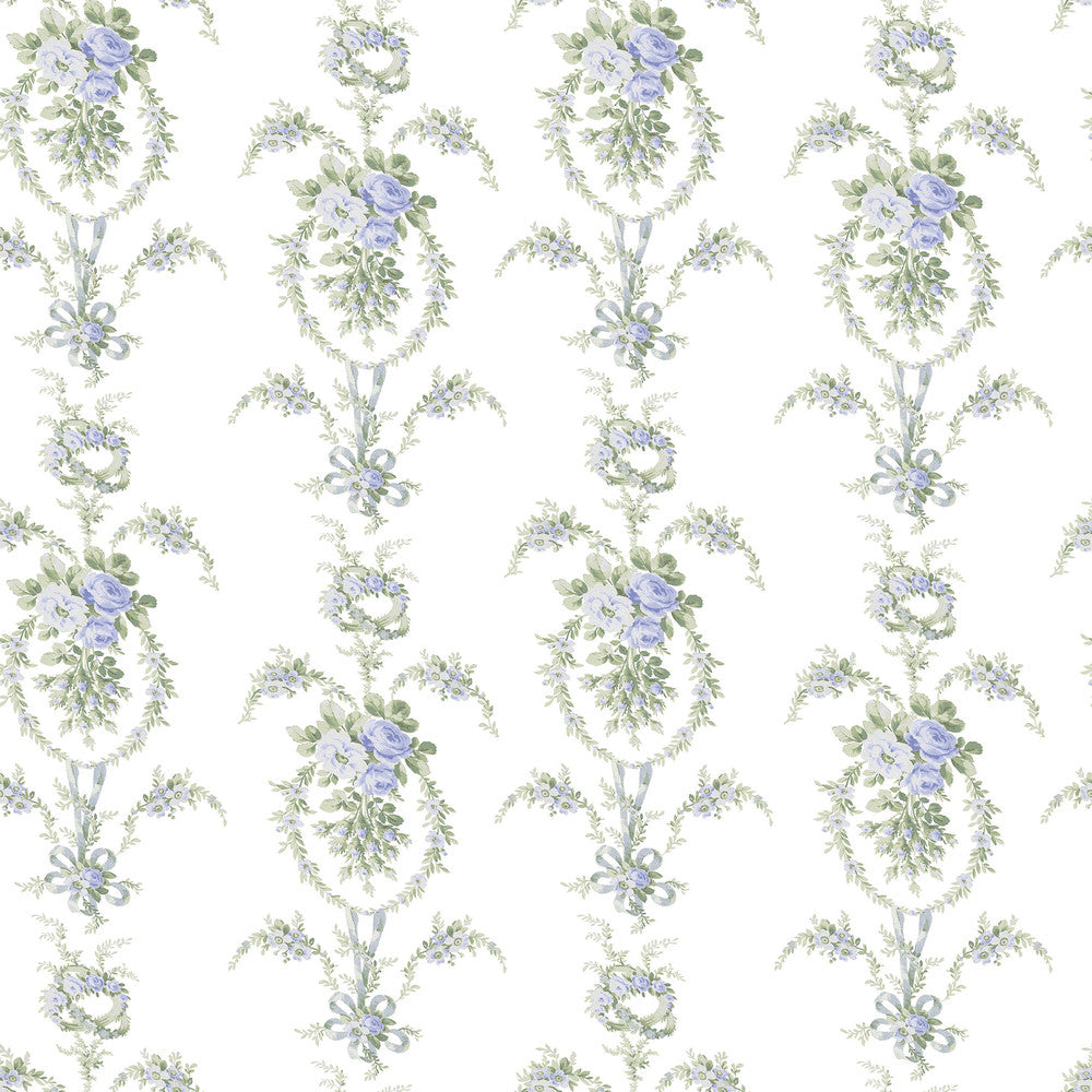Rose Cheeks Blye Elysees Floral Cluster Wallpaper by A-Street Prints LoveShackFancy Covers about 56.4 square feet 20.5-in by 33-ft long roll Unpasted 20.5 - Fabric Carolina -