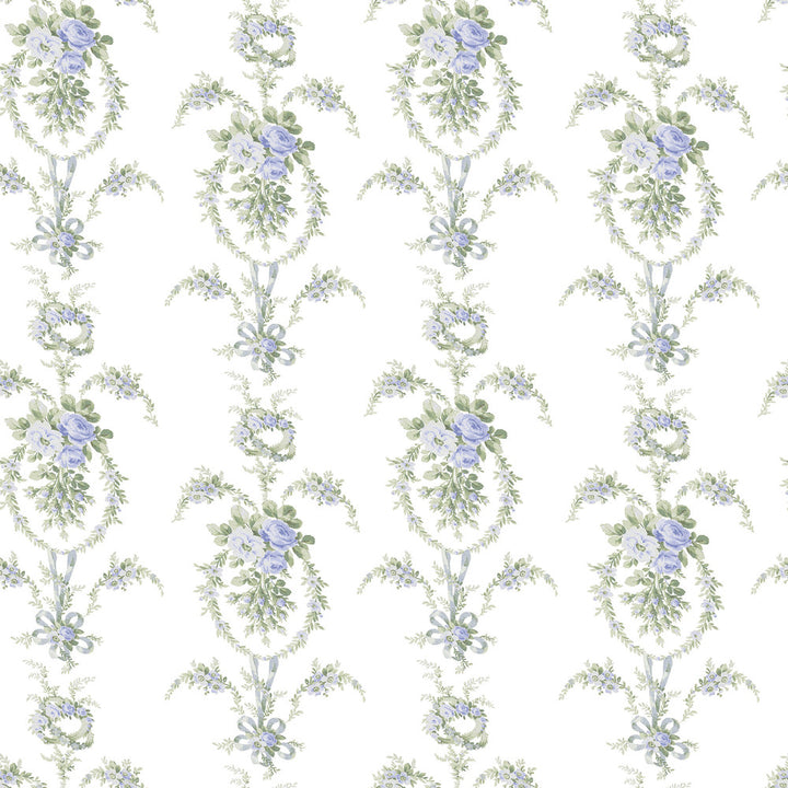 Rose Cheeks Blye Elysees Floral Cluster Wallpaper by A-Street Prints LoveShackFancy Covers about 56.4 square feet 20.5-in by 33-ft long roll Unpasted 20.5 - Fabric Carolina -