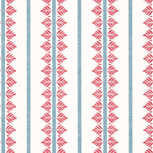 Fern Stripe Red and Blue AT15105 by Anna French Wallpaper