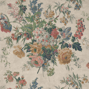 Garden Club Apricot and Slate AT16133 by Thibaut Wallpaper