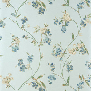 Edo Bloom Blue on Pearl AT16153 by Thibaut Wallpaper