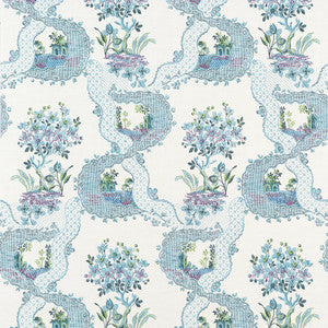 Antoinette Blue and Plum AT16157 by Thibaut Wallpaper