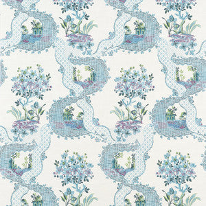 Antoinette Blue and Plum AT16157 by Thibaut Wallpaper