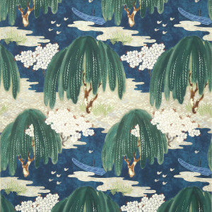 Willow Tree Navy AT23110 by Anna French Wallpaper