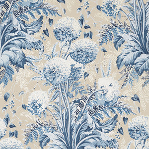 Dahlia Navy on Linen AT24540 by Anna French Wallpaper