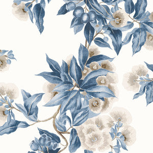 Camellia Garden Navy and Linen AT24553 by Anna French Wallpaper
