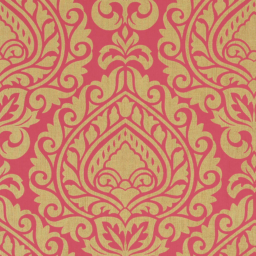 ANNETTE - Metallic Gold on Pink By Anna French Wallpaper