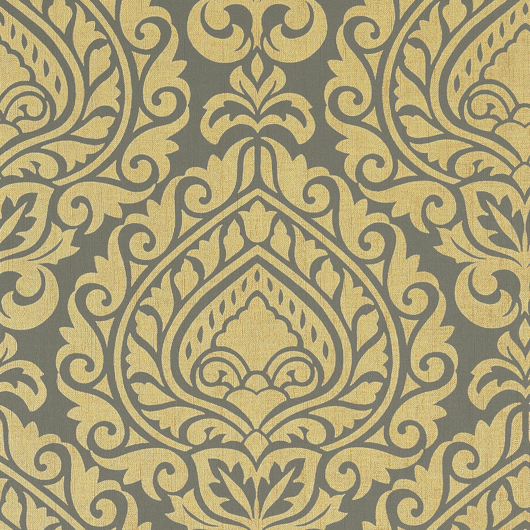 ANNETTE - Metallic Gold on Smoke By Anna French Wallpaper