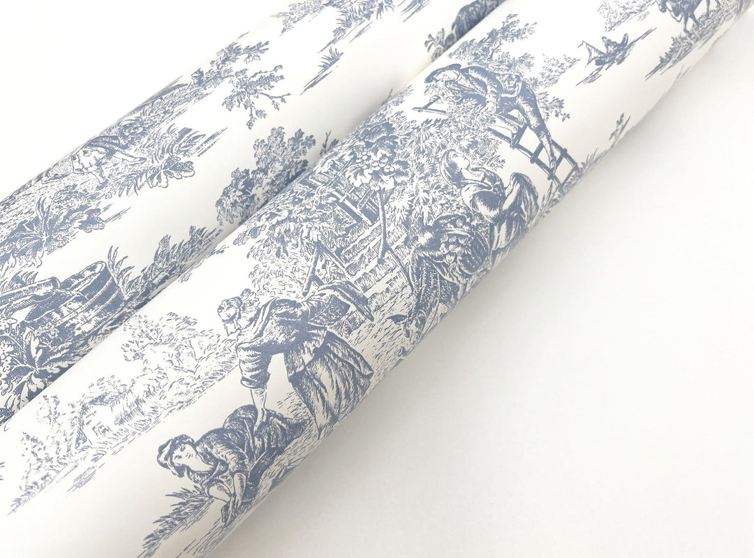 Campagne Toile Blue & White Wallpaper by York Wallcoverings Designer