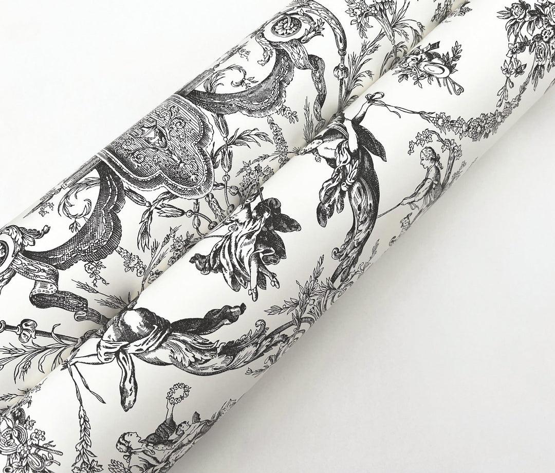 Old World Toile Black & White Wallpaper by York Wallcoverings Designer