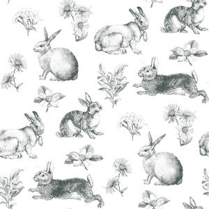Bunny Toile Black & White Wallpaper by Inspired by Color