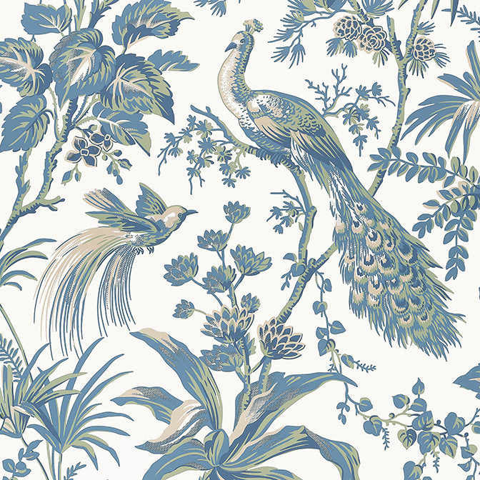 Peacock Toile Blue and Green AT57830 by Anna French Wallpaper Anna French Wallpaper Peacock Toile Blue and Green AT57830Wallpaper Bristol Wallpaper UNITED STATES </p><p>Repeat: V: 36 27 - Fabric Carolina -