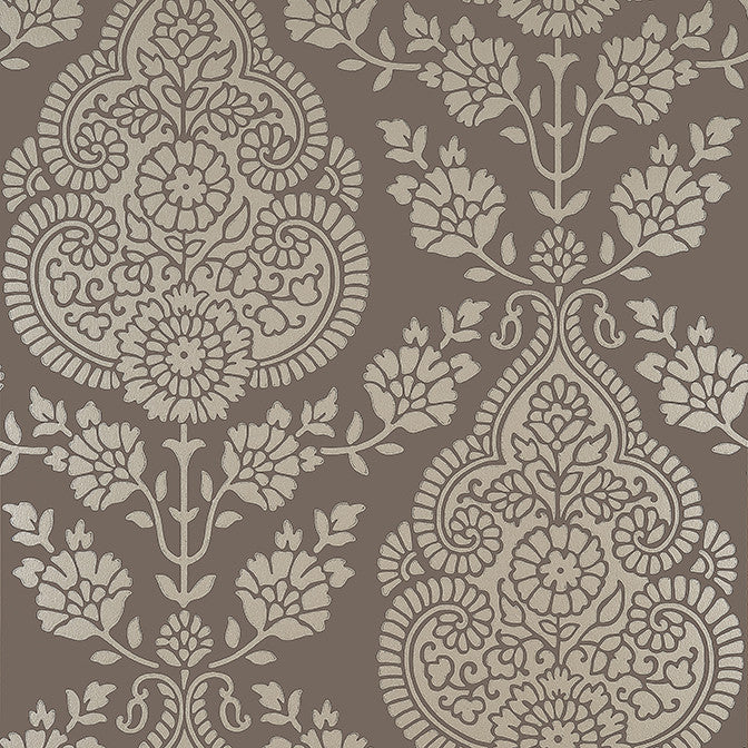 Balmuccia Damask Pewter on Chestnut AT57869 by Anna French Wallpaper Anna French Wallpaper Balmuccia Damask Pewter on Chestnut AT57869Wallpaper Bristol Non Woven Wallpaper UNITED KINGDOM </p><p>Repeat: V: 21 20.5 - Fabric Carolina -