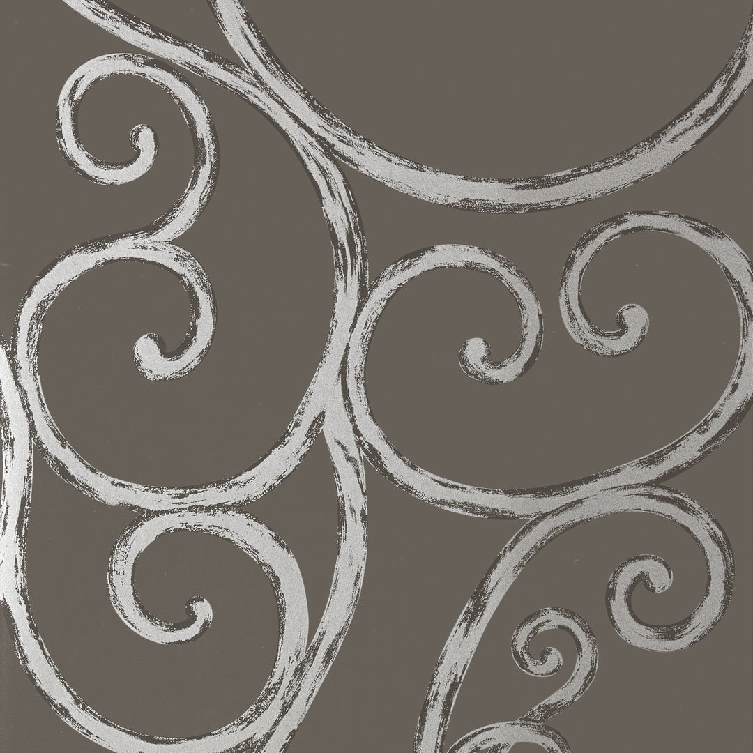 PALACE GATE - Silver on Charcoal By Anna French Wallpaper