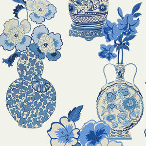 Clarissa Blue and White AT6107 by Anna French Wallpaper
