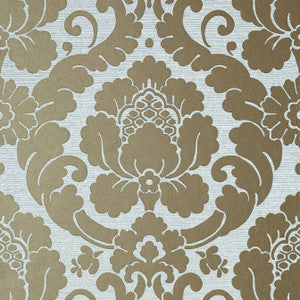 Marlow Metallic Pewter on Aqua AT6133 by Anna French Wallpaper