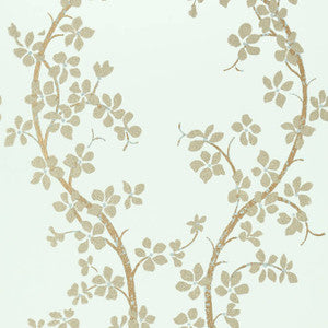 St. Albans Grove Metallic Pewter on Aqua AT6154 by Anna French Wallpaper