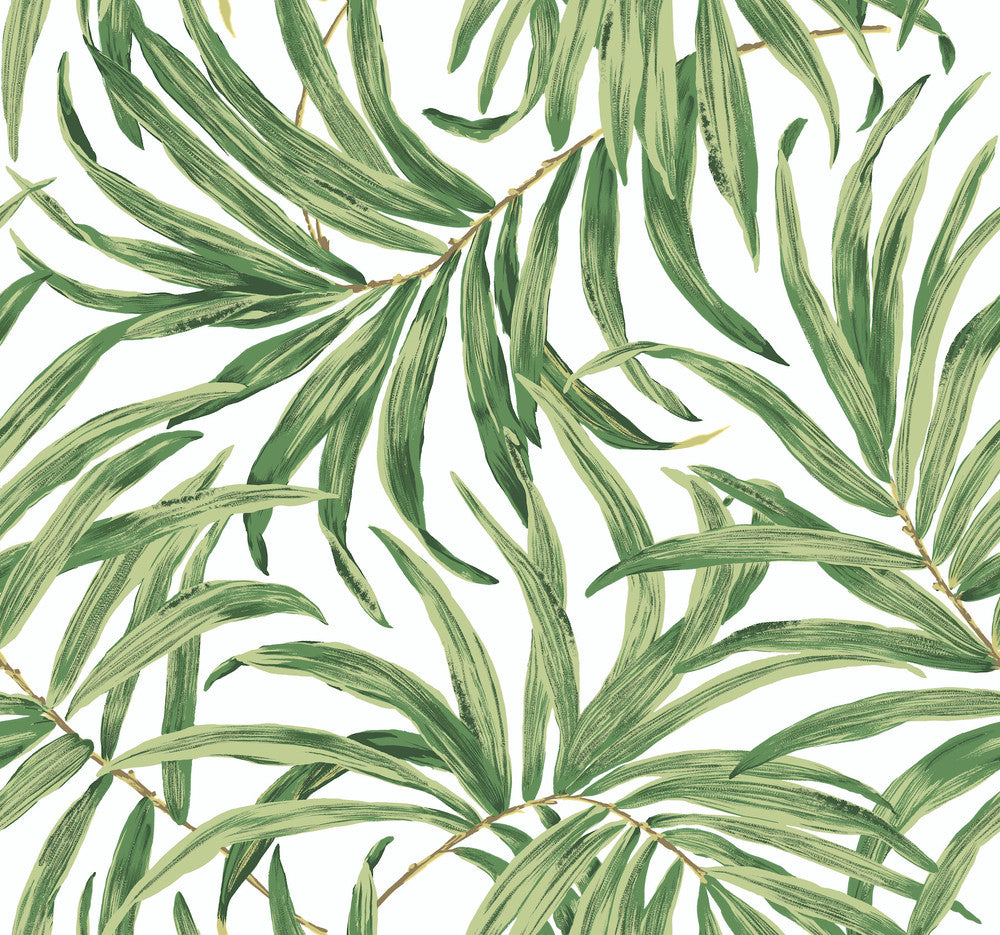 Bali Leaves Yellow & Tan Wallpaper by York Wallcoverings Tropics Resource Library Covers about 60.8 square feet 27-in by 27-ft long roll Prepasted 25.25 - Fabric Carolina -