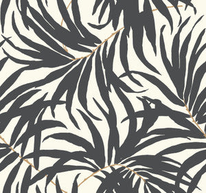 Bali Leaves Off White & Dark Grey Wallpaper by Inspired by Color