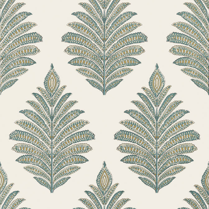 Palampore Leaf Robin's Egg and Beige AT78723 by Anna French Wallpaper Anna French Wallpaper Palampore Leaf Robin's Egg and Beige AT78723Wallpaper Palampore Non Woven Wallpaper U.S.A. </p><p>Repeat: V: 25.25 27 - Fabric Carolina -